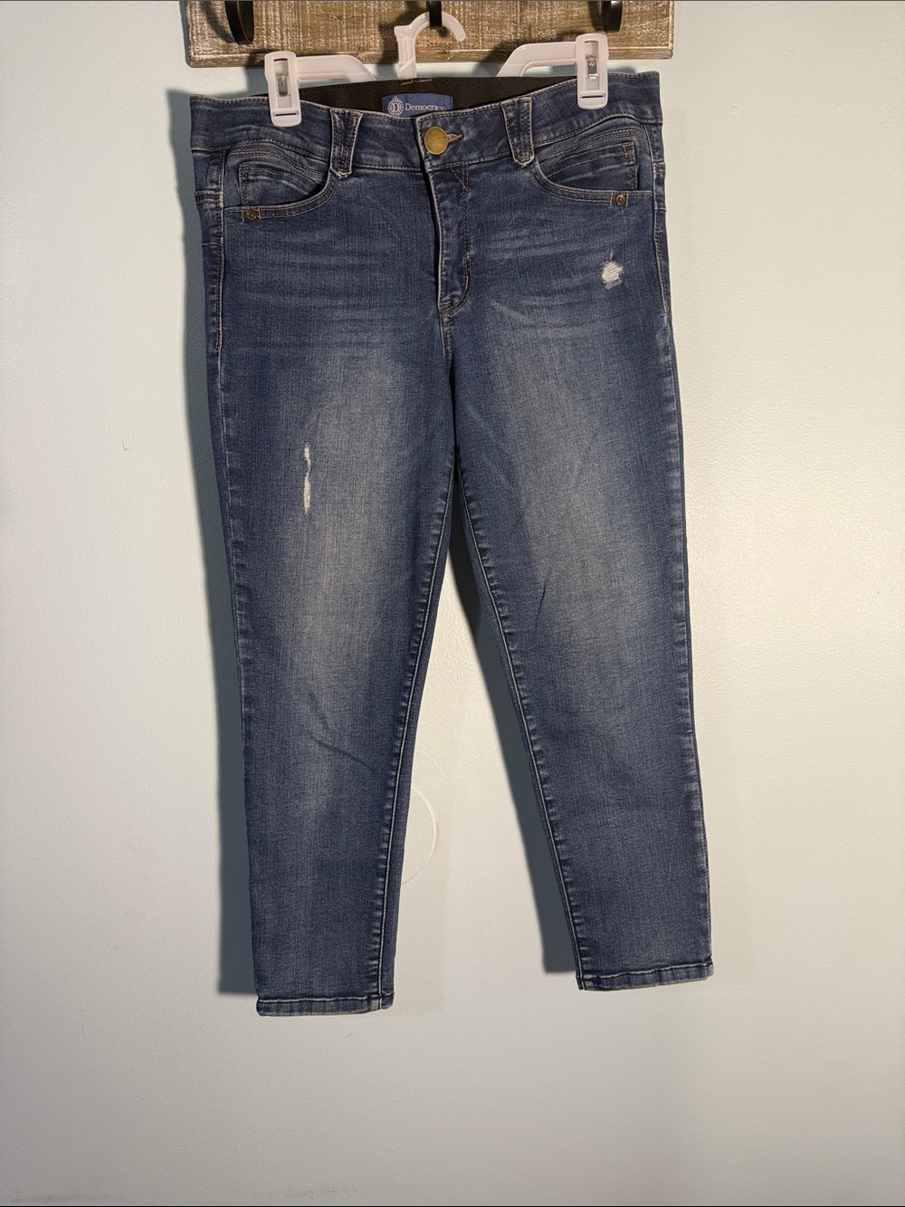 Democracy Dark Blue Ankle Cropped Skinny Jeans